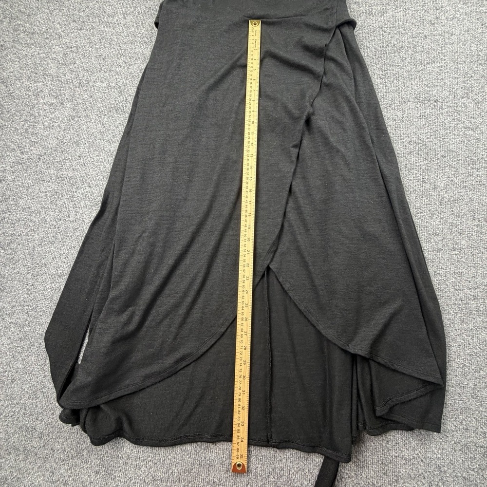 Gap Black Wrap Midi Dress Sleeveless Belted XL Tall Stretch Knit - Picture 9 of 10